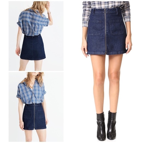 NWT Madewell Denim Zip Mini Jean Skirt Size 26 - Picture 1 of 9